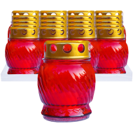 Candelă sticlă roșie 230 CS1039, 20 buc/set, timp de ardere 6-8 ore